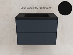 Style Line Тумба с кварцевой раковиной антрацит Лима 80 Plus подвесная эмаль графит матовая – фотография-2